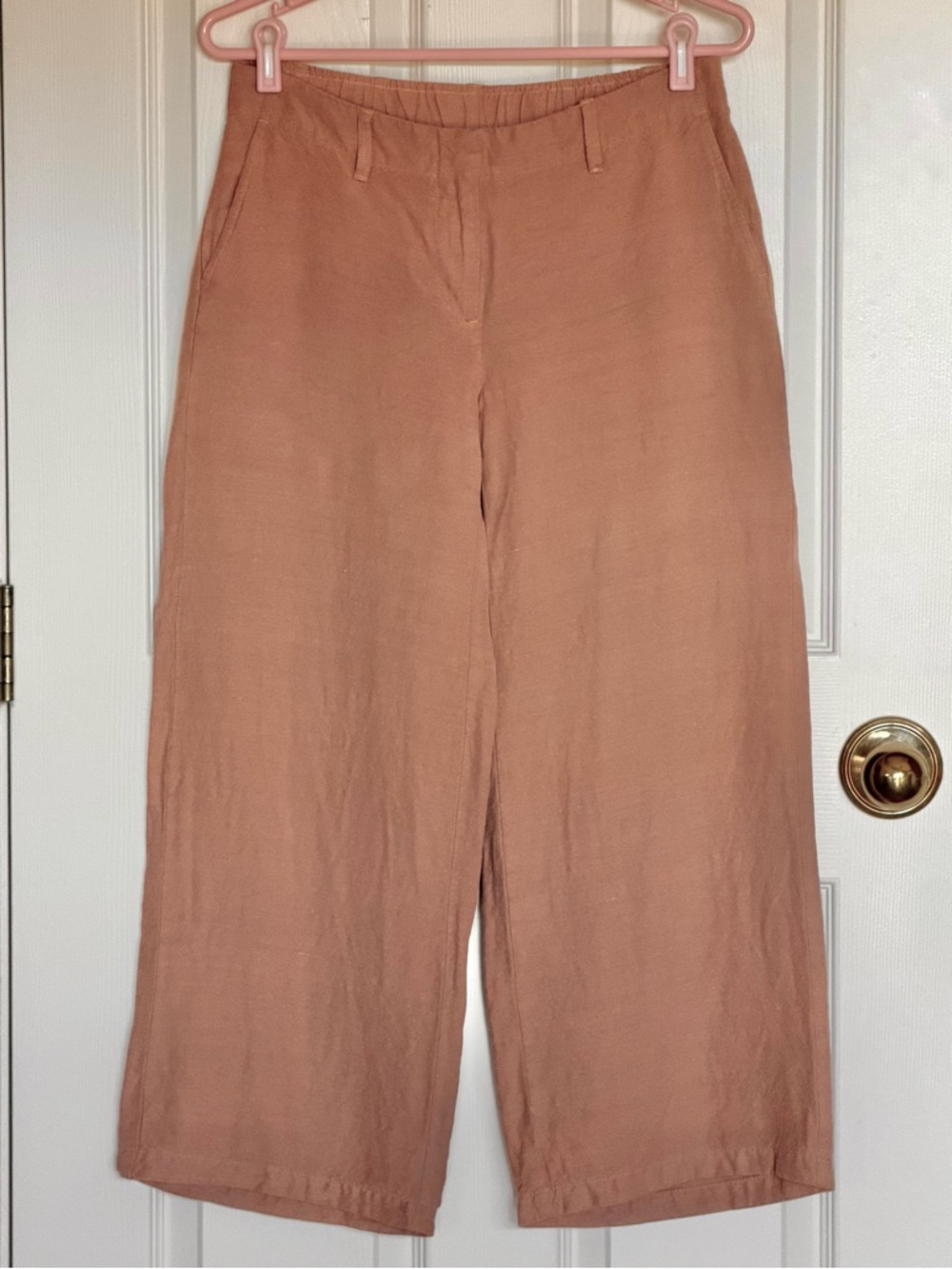 J. Jill Wide-Leg Linen-Blend Pants in Terra cotta.